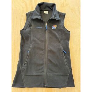 Columbia Kansas Jayhawks KU Fleece Vest Womens Small Black Full Zip XL1942